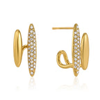 Polished and stone-covered marquise earring front and post views