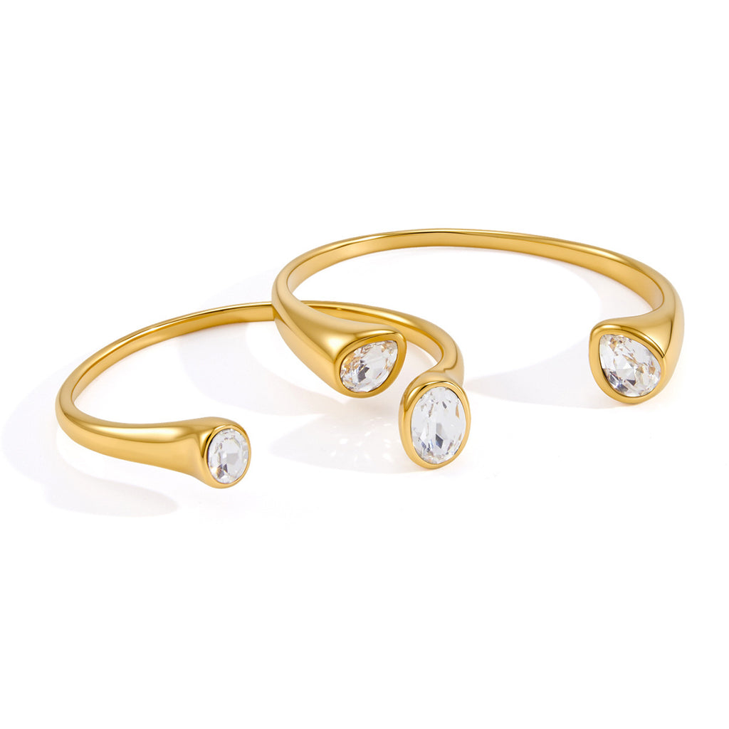 Two-stone stainless steel cuff options on white