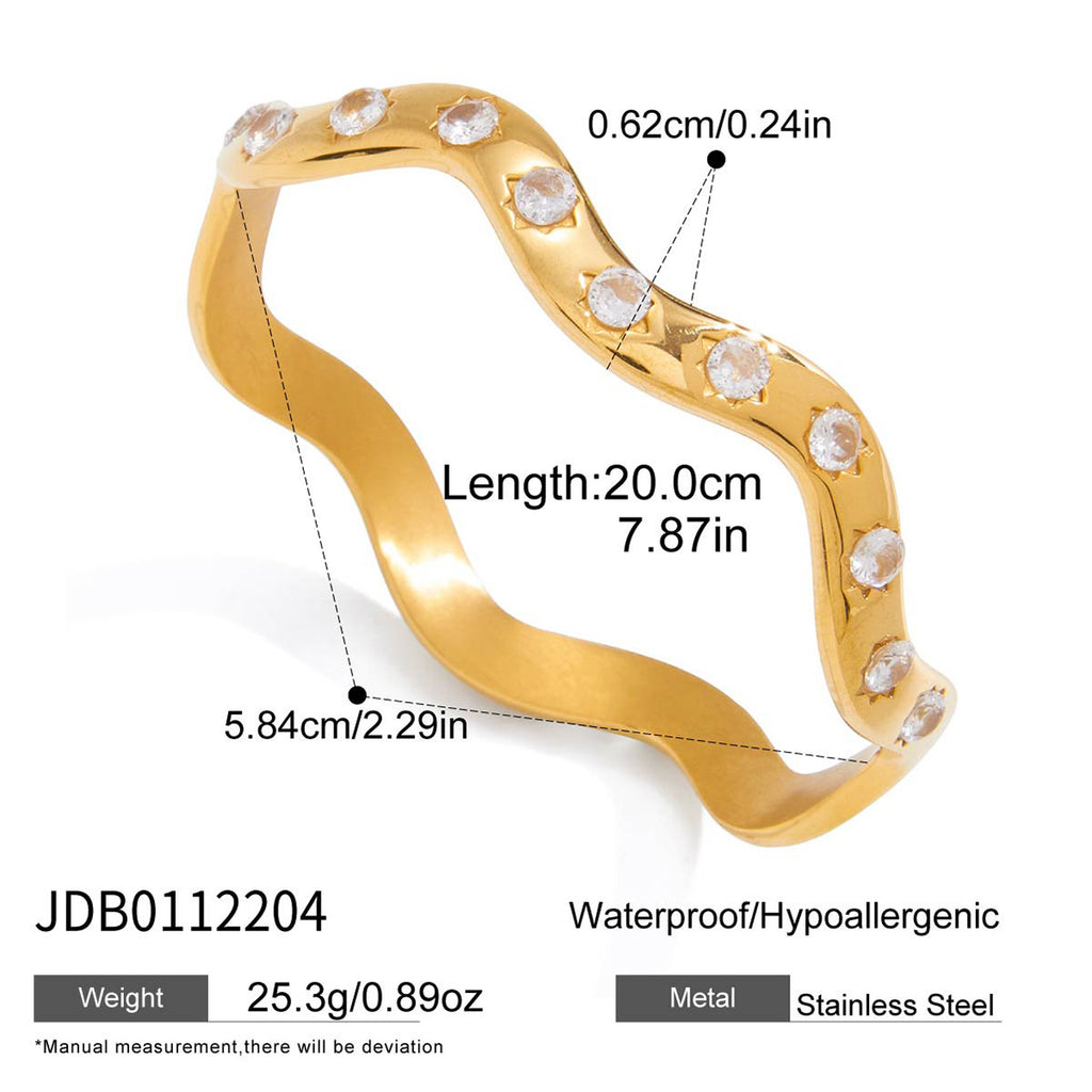 Clear accent wave bangle with dimensions