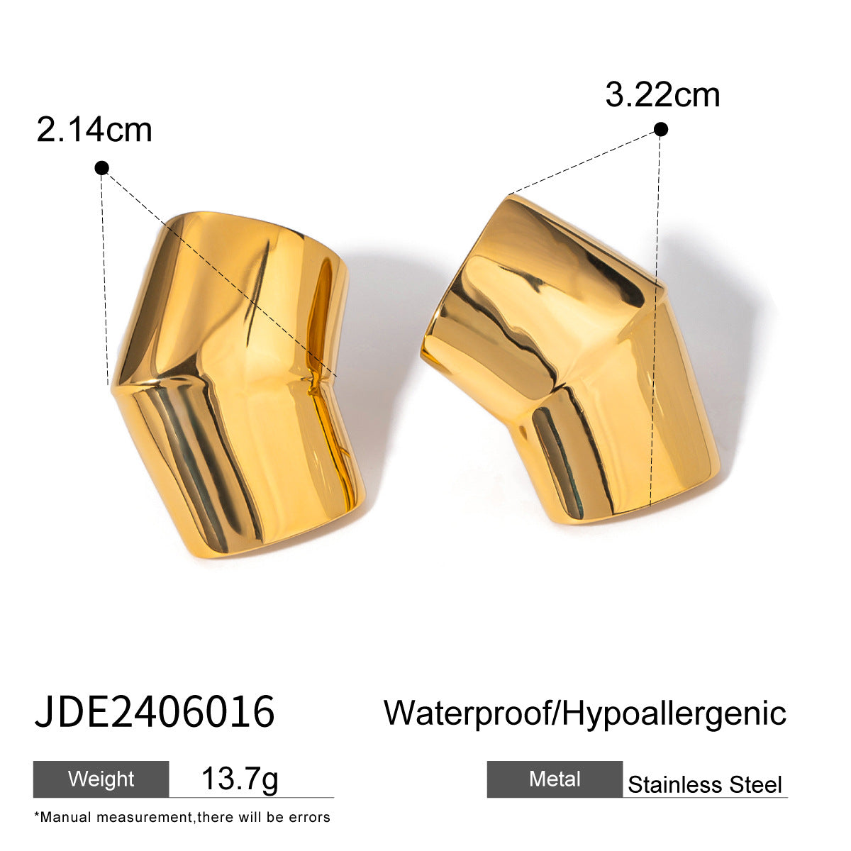 Folded Sculptural Stainless Steel Stud Earrings in Two Finishes variant reference