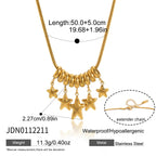 Gold-tone necklace with five hanging star charms
