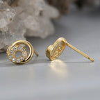 clear zirconia open-circle studs shown from front and side