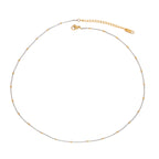 Gold Plated Two-Tone Beaded Stainless Steel Chain Necklace – front view