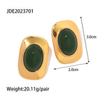 Green oval accent stainless steel studs with dimensions