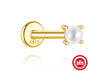 2 mm white resin bead on a gold plated 925 silver flat-back post