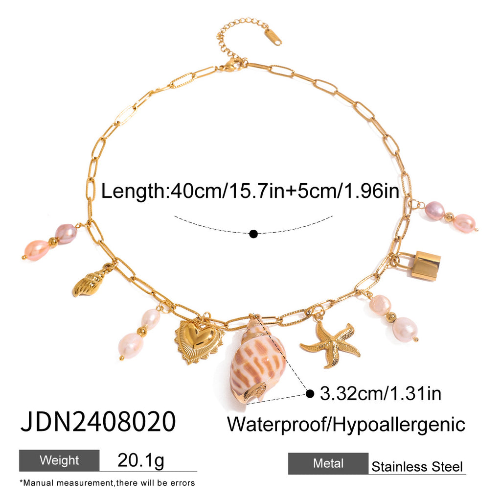 Shell charm necklace length diagram