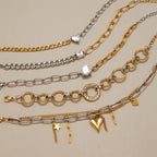 Two-Tone Clear Accent Stainless Steel Chain Bracelet Collection — clear center close-up