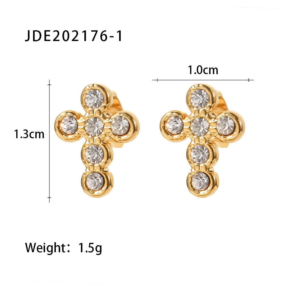 Clear accent cross studs with 1.3 by 1.0 cm size diagram
