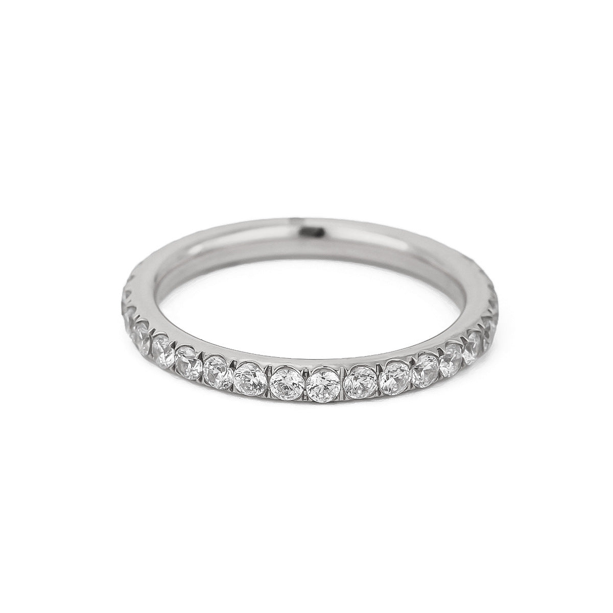 Clear-stone steel color stacking ring