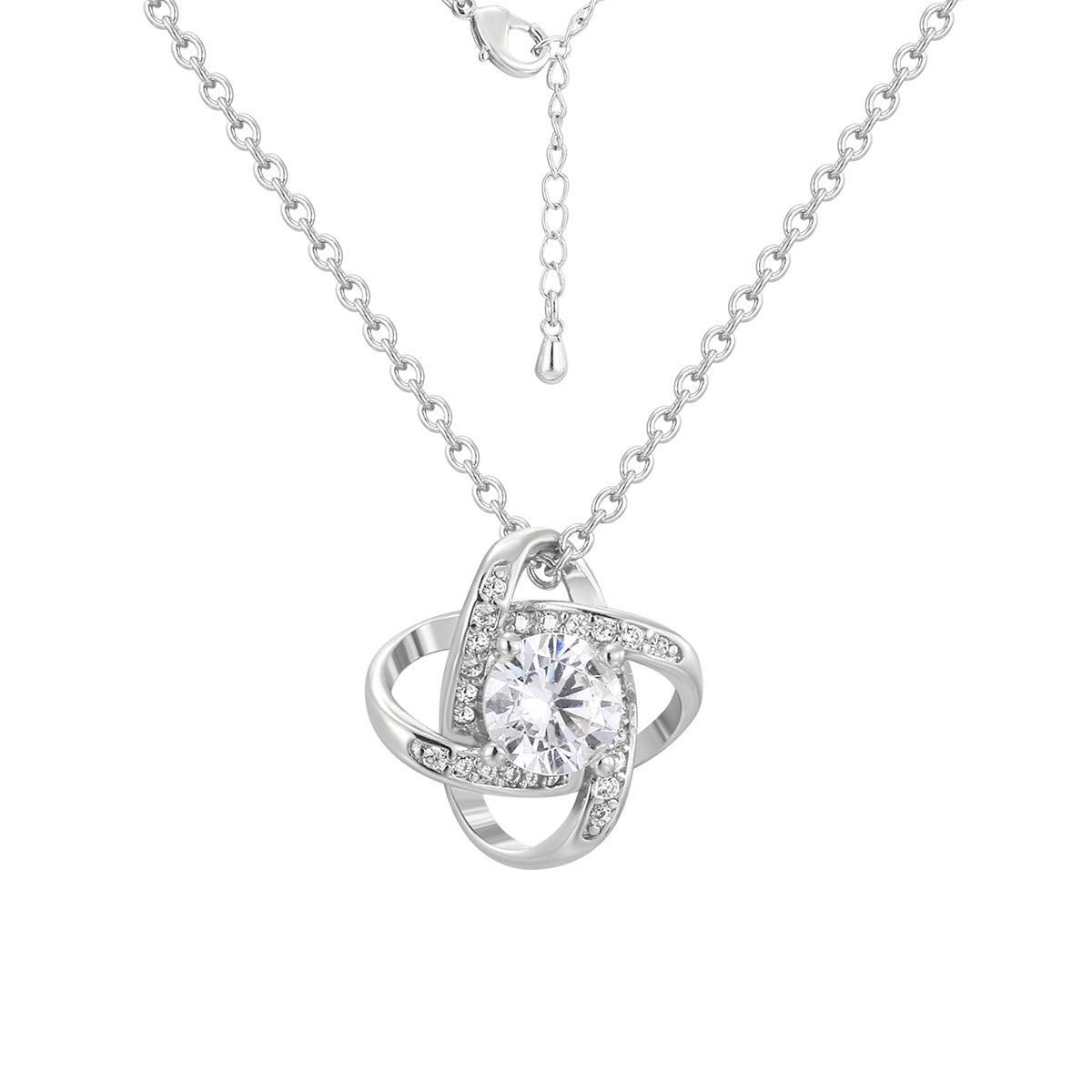 isolated silver-finish brass orbit pendant necklace