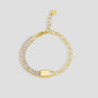 gold plated asymmetrical zirconia and elongated-link chain bracelet