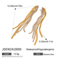 Gold-Tone Clear Accent Tassel Stainless Steel Drop Earrings — wholesale view 5