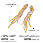 Gold-Tone Clear Accent Tassel Stainless Steel Drop Earrings — wholesale view 5