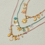 Colorful Charm Cord Stainless Steel Necklace Collection – flat-lay view