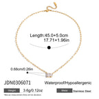 Rectangular-stone paperclip necklace with extender