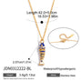 Blue fish pendant necklace with chain length and clasp detail