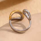 rear view of the two-tone stainless steel teardrop ring