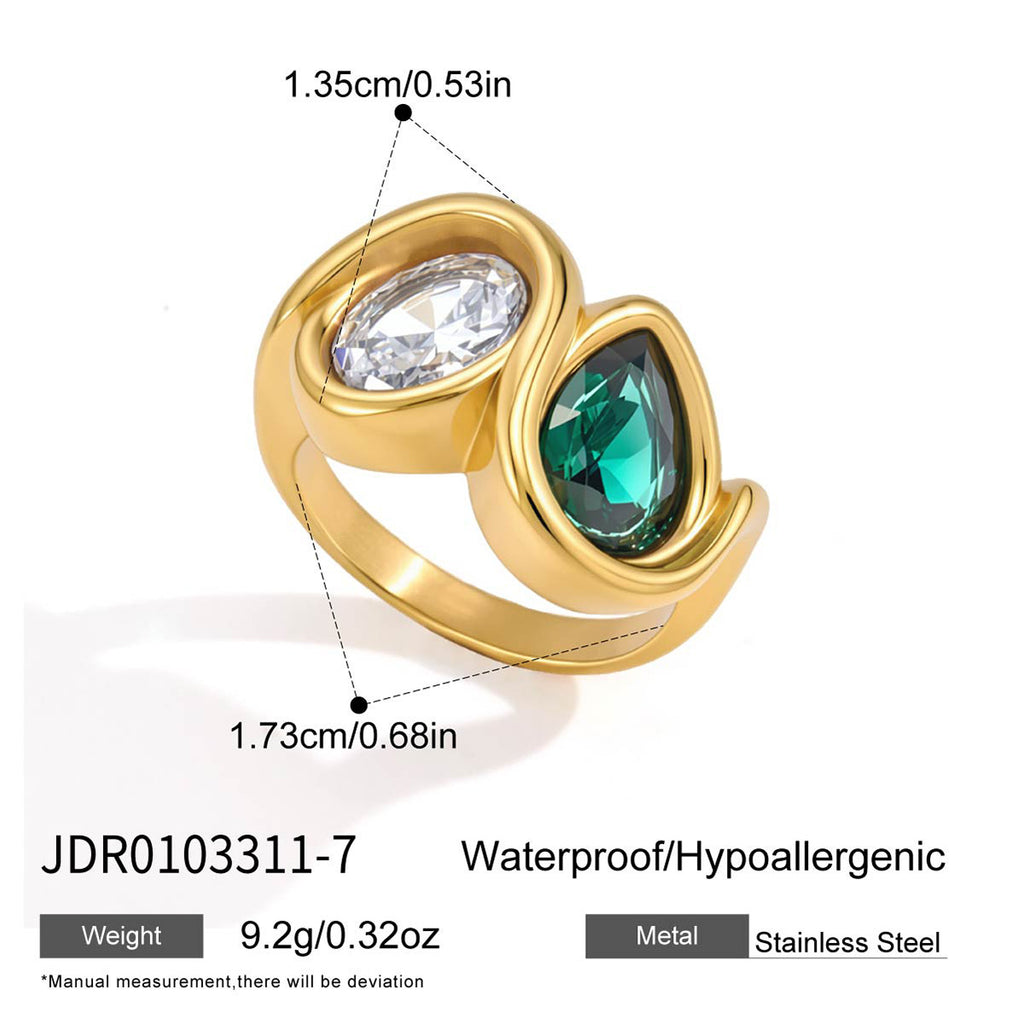 Two-stone ring front dimensions and band profile
