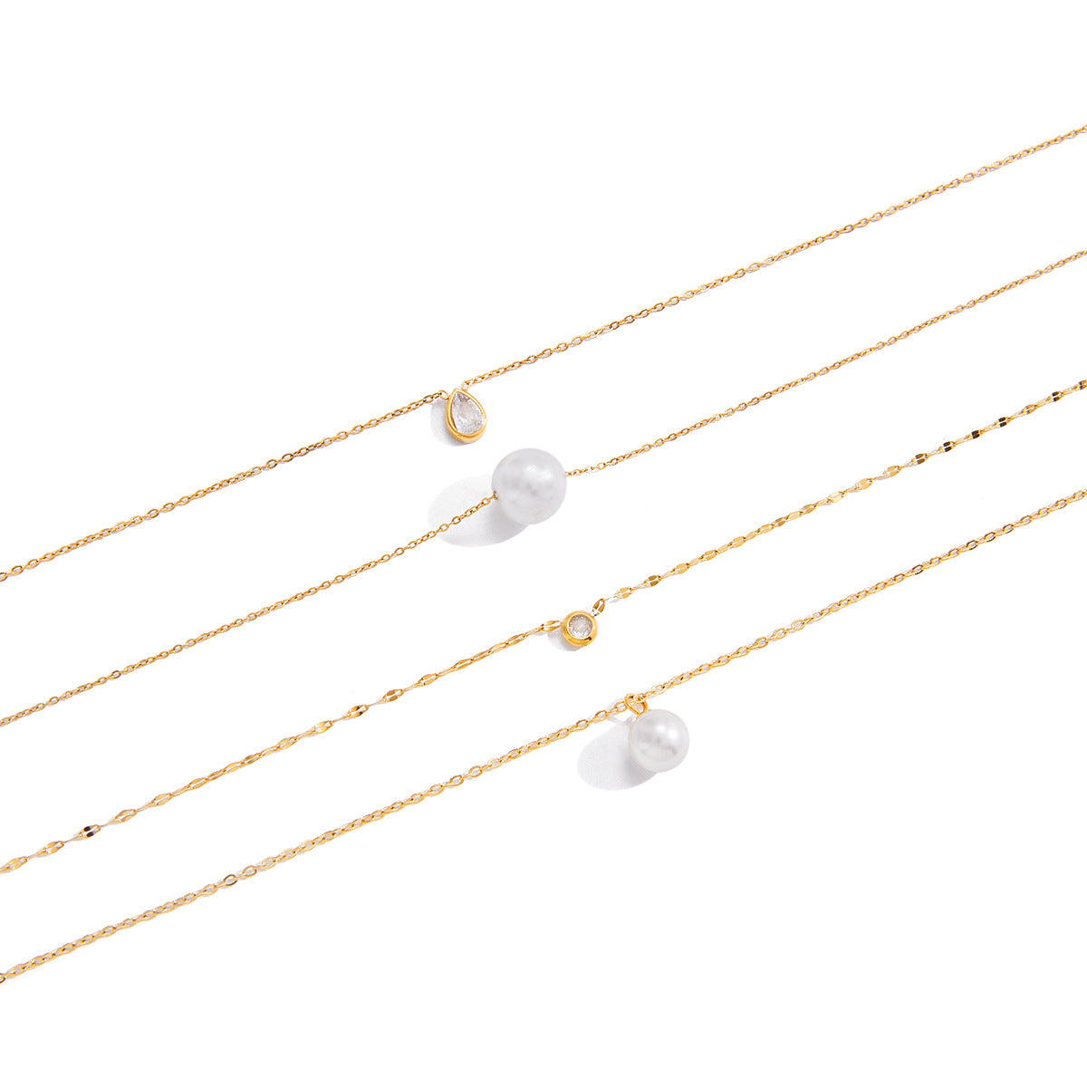 Gold-Tone Clear Accent Stainless Steel Pendant Necklace Collection finish and shape detail