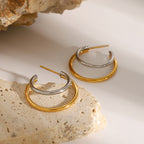 Two-Tone Open Stainless Steel Hoop Earrings – product view 2