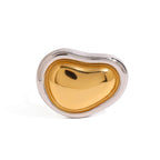 Front of the gold-center two-tone stainless steel heart ring