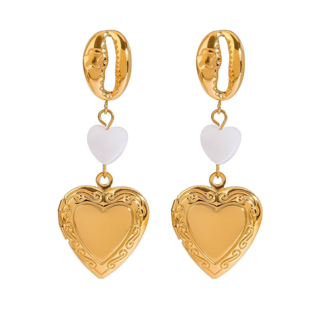 Gold-Tone Heart Stainless Steel Earring Collection — wholesale view 4