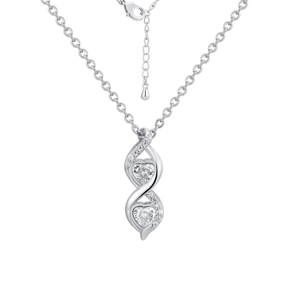 isolated silver-finish brass double twist pendant necklace