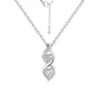 isolated silver-finish brass double twist pendant necklace