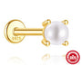 4 mm white resin bead on a gold plated 925 silver flat-back earring