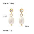freshwater pearl drop earrings with 21 by 8 mm dimensions and 2.7 g weight