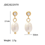 freshwater pearl drop earrings with 21 by 8 mm dimensions and 2.7 g weight