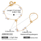 Pearl hand chain bracelet measurements and stainless steel label