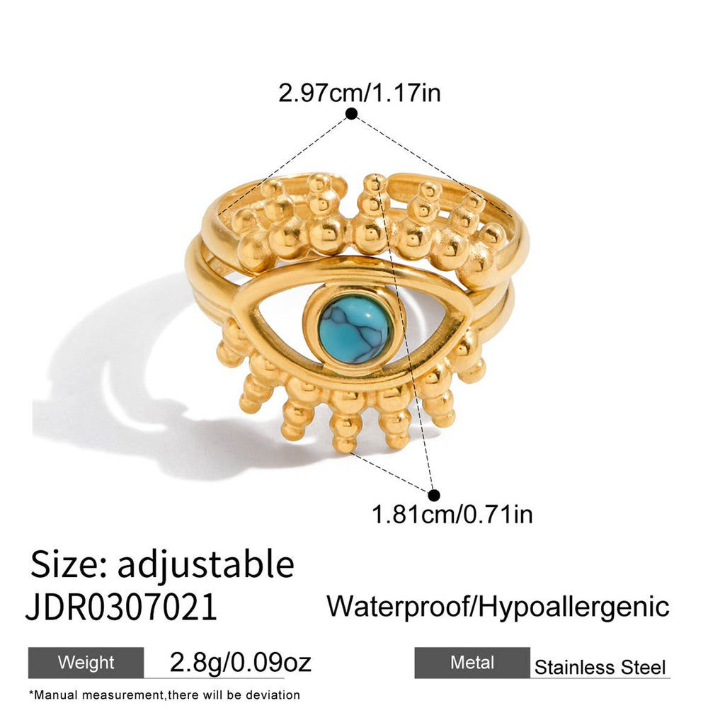 Blue Cabochon Evil Eye Stainless Steel Earrings and Ring — selectable styles and material reference