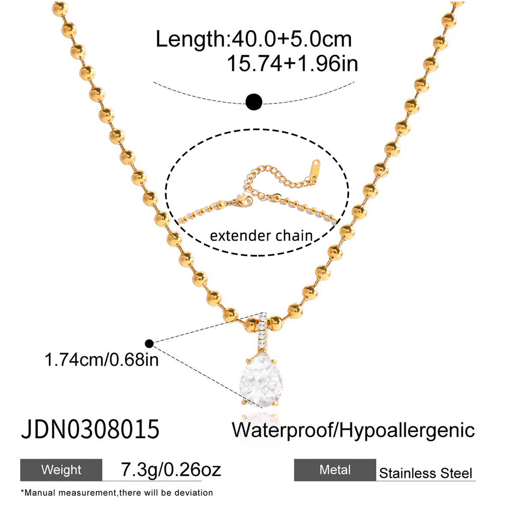 Pear-drop bead chain necklace measurements