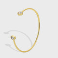gold plated double oval stone open cuff bracelet