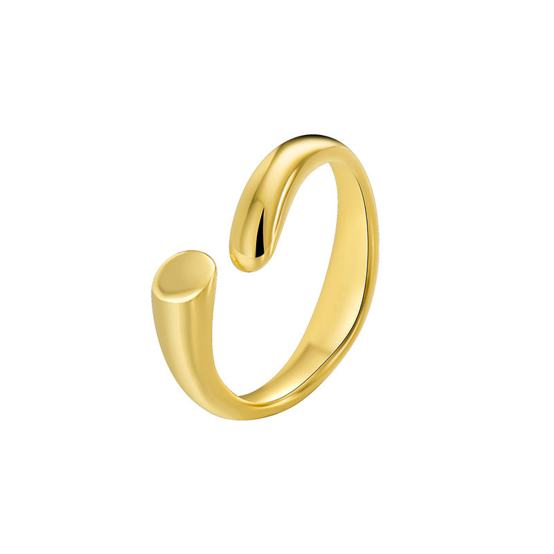 isolated gold plated brass bypass ring with open adjustable band
