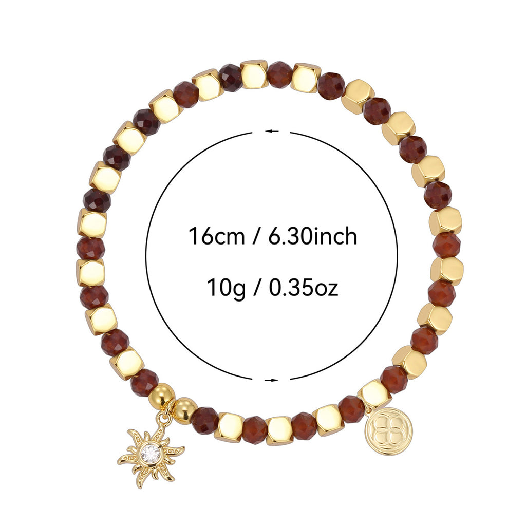 sunburst charm bracelet with supplier-listed 16 cm size and 10 g weight