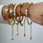 Gold Plated Pearl-Look Stainless Steel Bracelet Collection — wholesale view 1