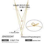 Stainless steel layered pendant necklace clasp and measurement diagram