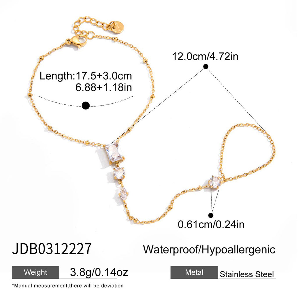 Stainless Steel Bracelet and Ring Collection with Clear Accents size and proportion reference