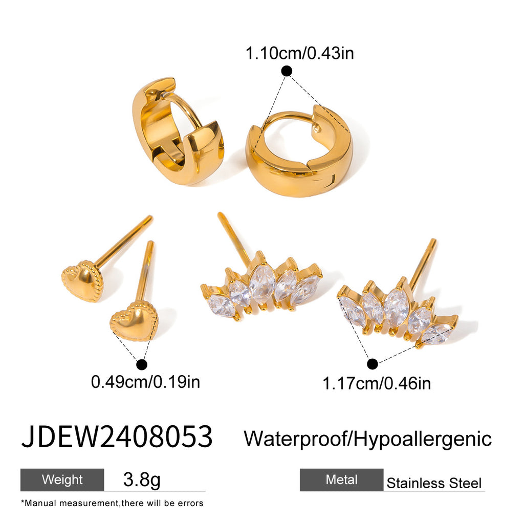 Stainless Steel Heart Earring Collection in Mixed Finishes additional style reference