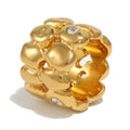 gold plated pebble band ring with organic overlapping forms