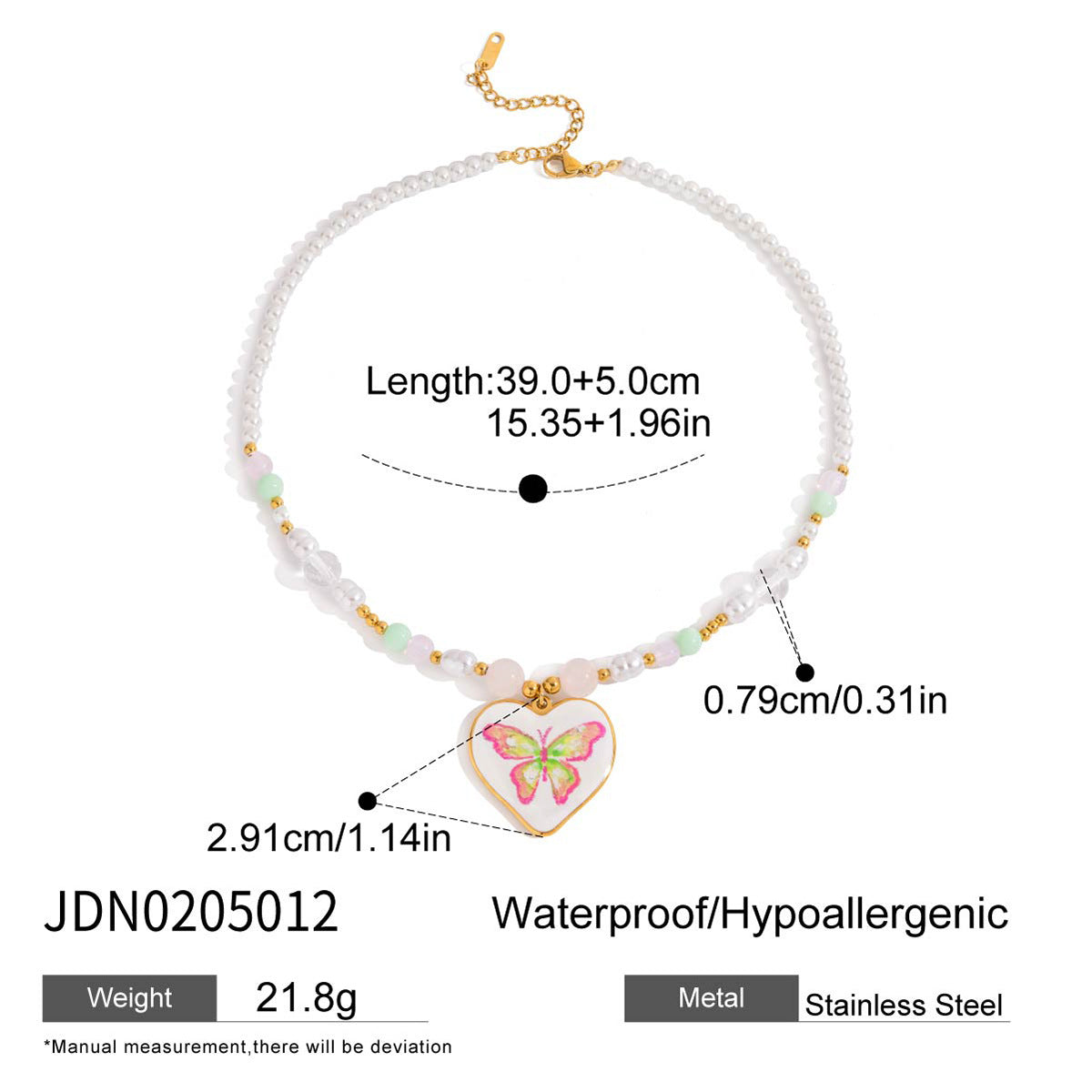 Gold-Tone Butterfly Heart Stainless Steel Necklace Collection – detail view