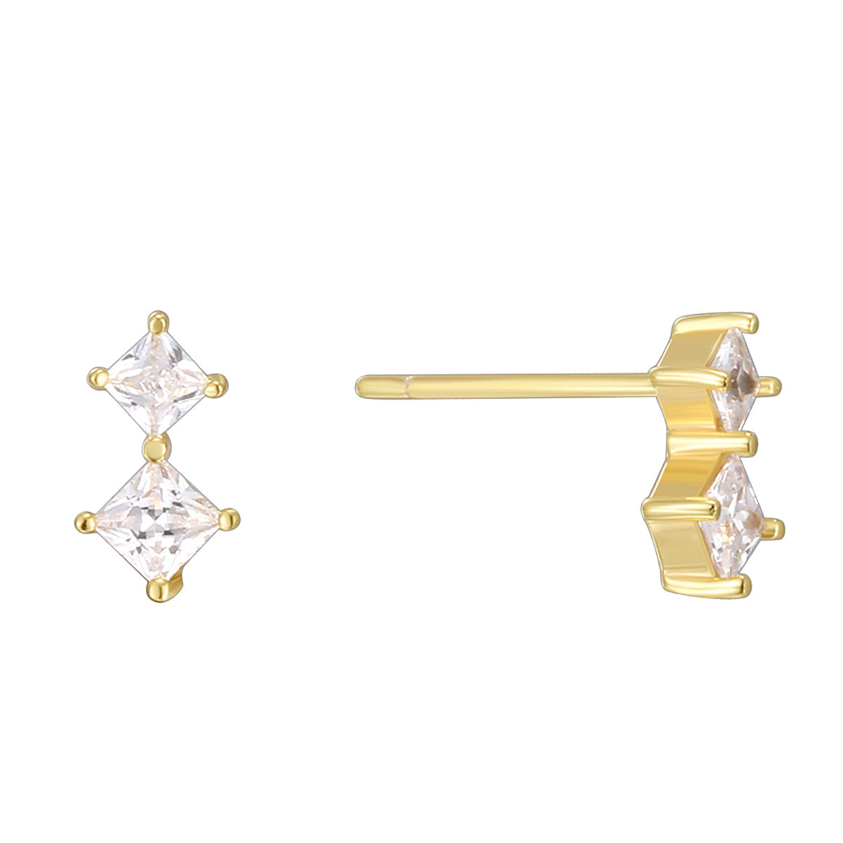 isolated front and side view of graduated square stone studs