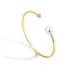 angled catalog view of asymmetrical gold plated open bangle