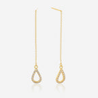 Gold plated 925 sterling silver teardrop zirconia threader earrings