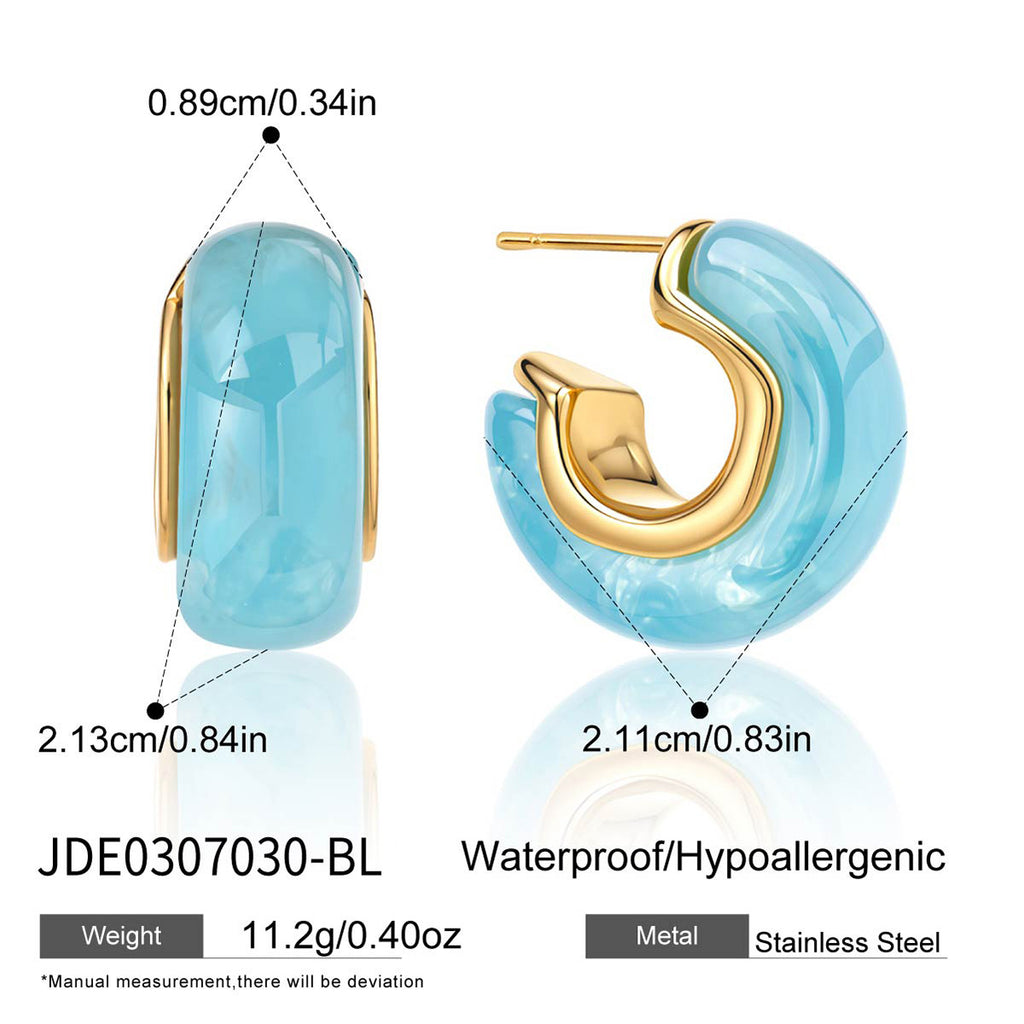 Blue faceted resin hoop front and side views