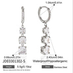 Silver-tone three-stone hoop drop dimensions