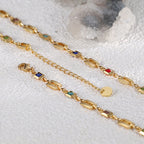 lobster clasp and extension chain on the colorful link necklace