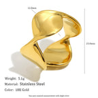 gold plated sculptural wave ring with supplier-listed dimensions